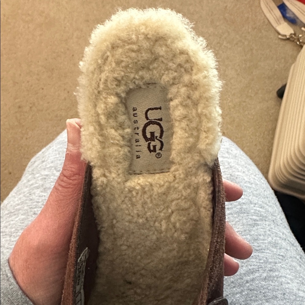 UGG Brown Suede Clogs with Medium Heel - Picture 10 of 15